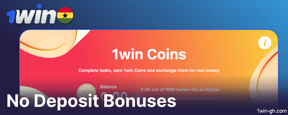 No deposit bonuses available on 1win Ghana