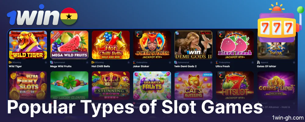 The popular types of slot games available on 1win Ghana